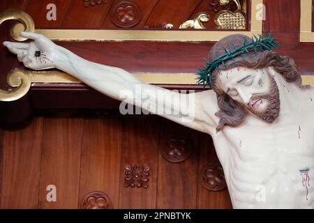 Song Vinh Church. The crucifixion. Jesus on the Cross Vietnam. Stock Photo