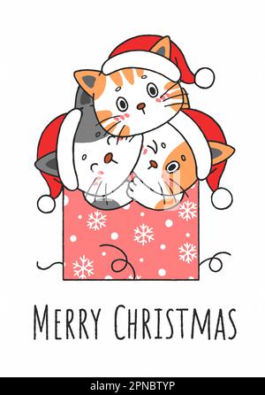 Cute Hand Drawn Cats In Box Stock Vector