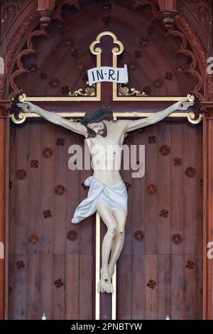 Song Vinh Church. The crucifixion. Jesus on the Cross Vietnam. Stock Photo