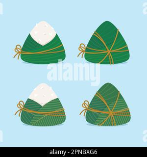 zongzi sticky rice dumplings set Stock Vector