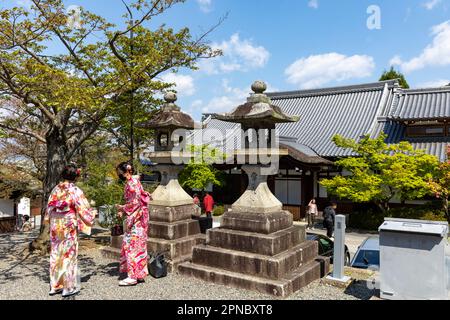 Japanese women in traditional kimono dress at Kiyomizudera temple in Kyoto,Japan,Asia Stock Photo