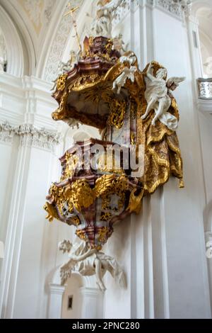 WEINGARTEN, GERMANY - April 2023: Interior of Basilica of St. Martin and Oswald in Weingarten, Germany Stock Photo