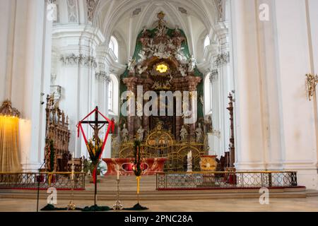 WEINGARTEN, GERMANY - April 2023: Interior of Basilica of St. Martin and Oswald in Weingarten, Germany Stock Photo