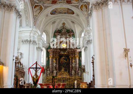 WEINGARTEN, GERMANY - April 2023: Interior of Basilica of St. Martin and Oswald in Weingarten, Germany Stock Photo