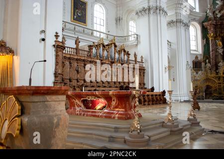 WEINGARTEN, GERMANY - April 2023: Interior of Basilica of St. Martin and Oswald in Weingarten, Germany Stock Photo