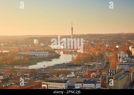 Aerial afternoon view of the city center of Arnhem, The Netherlands Stock Photo