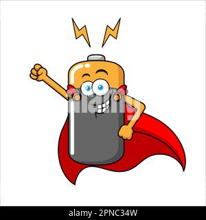 Power Battery Hero Cartoon Character Stock Vector