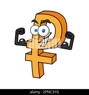Strong Russian Ruble Symbol Cartoon Character Stock Vector