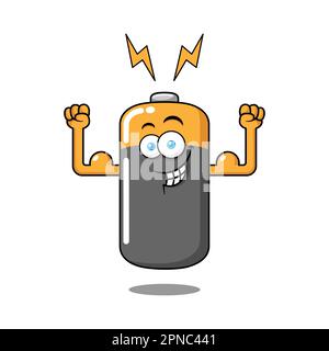 Power Battery Cartoon Character Stock Vector