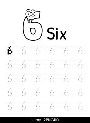 Number Tracing Interior For Kids. Children Writing Worksheet. Premium Vector Elements. Stock Vector