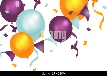 Colorful balloons illustration for left corner design elements Stock Vector