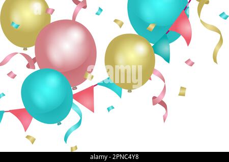 Colorful balloons illustration for left corner design elements Stock Vector