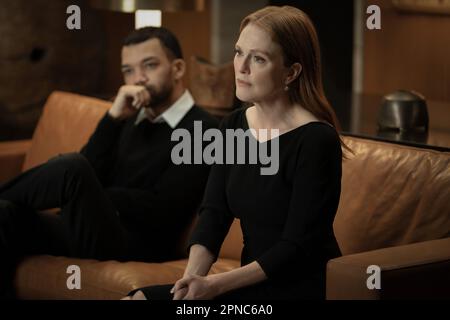 Sharper  Justice Smith & Julianne Moore Stock Photo