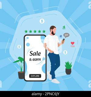 Vector Illustration of a Product in High Demand and Trending, Engaging More Customers and Followers with Big Sales. A Well-Designed Marketing Concepts Stock Vector