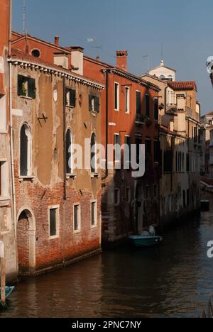 View on building with yellow walls over channel in old city Stock Photo