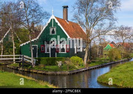 Picturesque village of Zaanse Schans Village at Holland, Netherlands in April Stock Photo