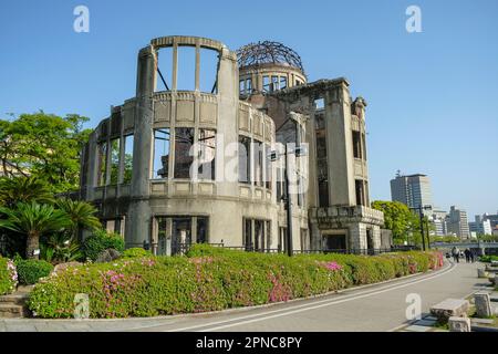 Hiroshima, Japan - April 17, 2023: The Hiroshima Peace Memorial now commonly called Atomic Bomb Dome in Hiroshima, Japan. Stock Photo