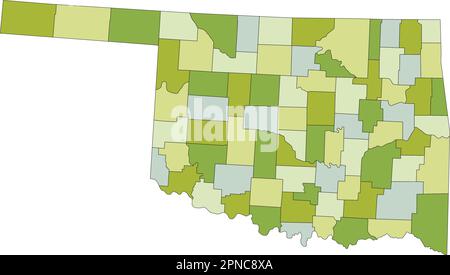 Highly detailed editable political map with separated layers. Oklahoma. Stock Vector