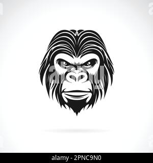 Vector of a gorilla head design on white background. Easy editable layered vector illustration. Wild Animals. Stock Vector