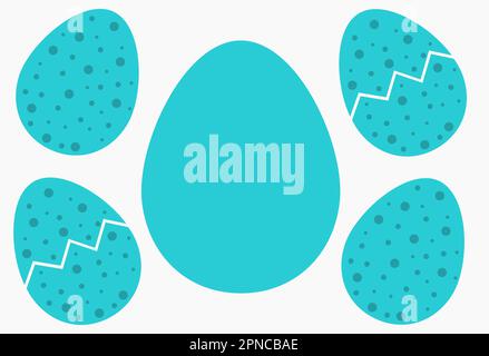 Blue hatching bird eggs collection. Easter eggs. Vector illustration. Stock Vector
