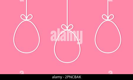 Easter eggs hanging decoration on pink background. Vector illustration. Stock Vector
