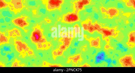 Heat map seamless pattern. Abstract vector thermal spectrum. Hot and cold temperature distribution on landscape. Infrared thermographic background. Gl Stock Vector