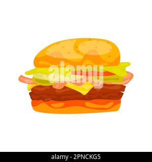 Cheeseburger illustration in color cartoon style. Editable vector graphic design. Stock Vector