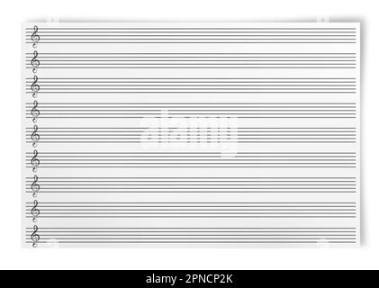 Blank Music sheet  Isolated on white Background Stock Photo