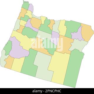 Oregon - Highly detailed editable political map with labeling Stock ...