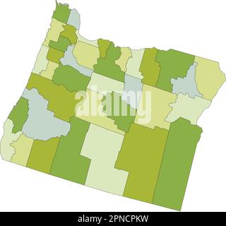 Highly detailed editable political map with separated layers. Oregon. Stock Vector