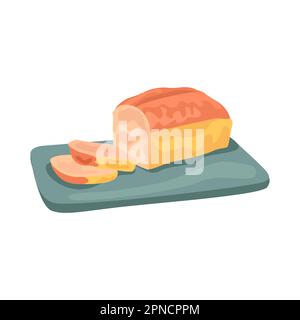 Bread on a board illustration in color cartoon style. Editable vector graphic design. Stock Vector