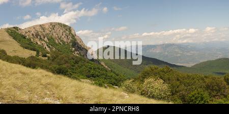 Panorama of the Crimean mountains. View from Paramilgen to Bear Mountain. Crimea Stock Photo