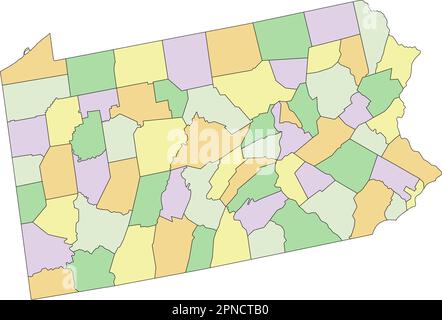 Pennsylvania - Highly detailed editable political map. Stock Vector