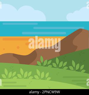 Colored summer landscape flat design Vector Stock Vector