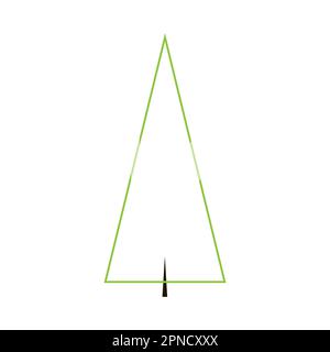 Laconic simple emblem of coniferous culture. Pyramidal triangular green crown. Short black tree trunk. Stylized evergreen coniferous tree. Spruce, fir Stock Vector