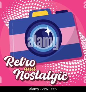 Isolated colored vintage camera Retro and nostalgic Vector Stock Vector