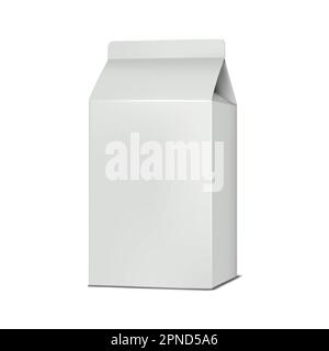 Blank white gable top carton realistic vector mockup. Paperboard box for milk, juice or other liquid product mock-up. Food packaging template Stock Vector