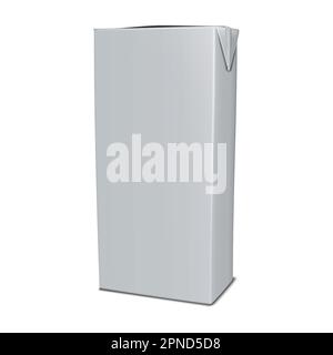 Blank food carton realistic vector mockup. Paperboard box for milk, juice or other liquid product mock-up. Drink packaging template for design Stock Vector