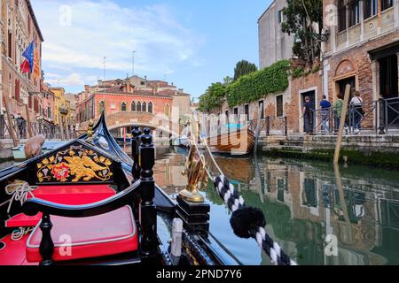 Venice: View from gondola during the ride through the canals of Venice Stock Photo