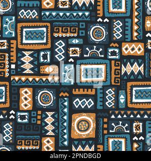 Hand drawn abstract seamless pattern, ethnic background, african style - great for textiles, banners, wallpapers, wrapping - vector design Stock Vector