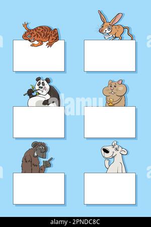 Wild animals with blank board template illustration Stock Vector Image ...