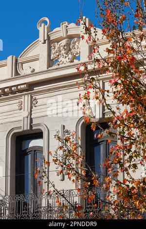 Detail of a building in Art Nouveau colonial architecture style in autumn, Palermo district, Buenos Aires, Argentina. Stock Photo