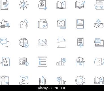 School supplies line icons collection. Pencils, Erasers, Pens, Highlighters, Notebooks, Binders, Crayons vector and linear illustration. Glue,Scissors Stock Vector