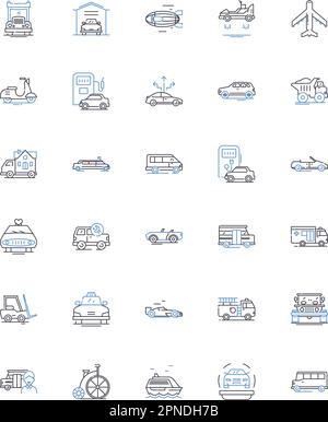 Conveyance line icons collection. Transportation, Delivery, Transfer, Shipment, Transference, Movement, Carriage vector and linear illustration Stock Vector