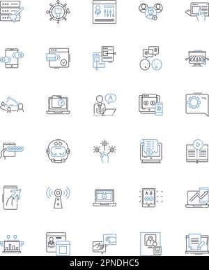 Advising line icons collection. Counsel, Suggest, Guide, Mentor, Recommend, Direct, Instruct vector and linear illustration. Advise,Assist,Educate Stock Vector