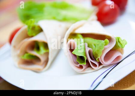 Wrapped deli sandwitch Stock Photo