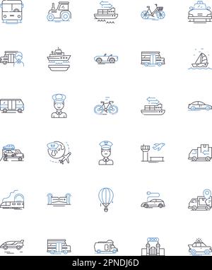 Transit line icons collection. Commuting, Public transit ...