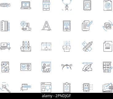 Game industry line icons collection. Innovation, Competition, Diversity, Immersion, Creativity, Skill, Fun vector and linear illustration. Engagement Stock Vector
