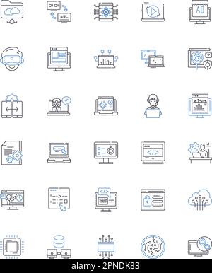 Digital Platform line icons collection. Online, Cloud, Virtual, Mobile, Social, Web-based, Internet vector and linear illustration. E-commerce Stock Vector