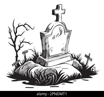 Grave, RIP Hand Drawn Halloween Illustration 12589327 PNG